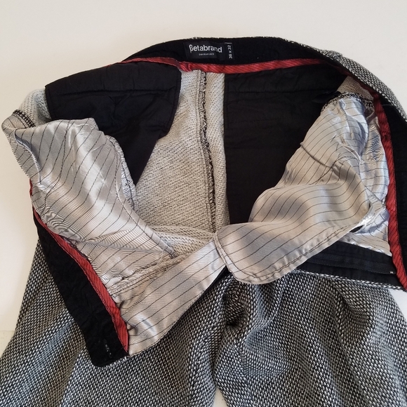 Betabrand Men's Yoga Dress Pants Tweed Like Wide Leg Size 36×32 Gray Black - Picture 16 of 17